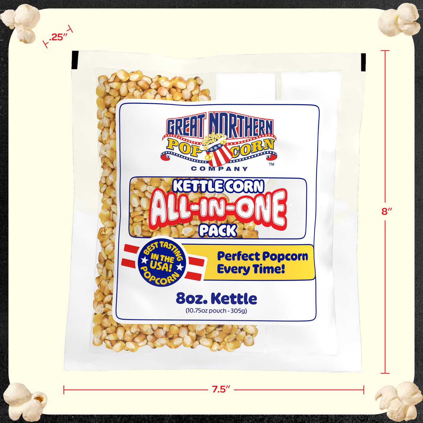 Great Northern 8oz Kettle Corn Popcorn Packs 5-PK