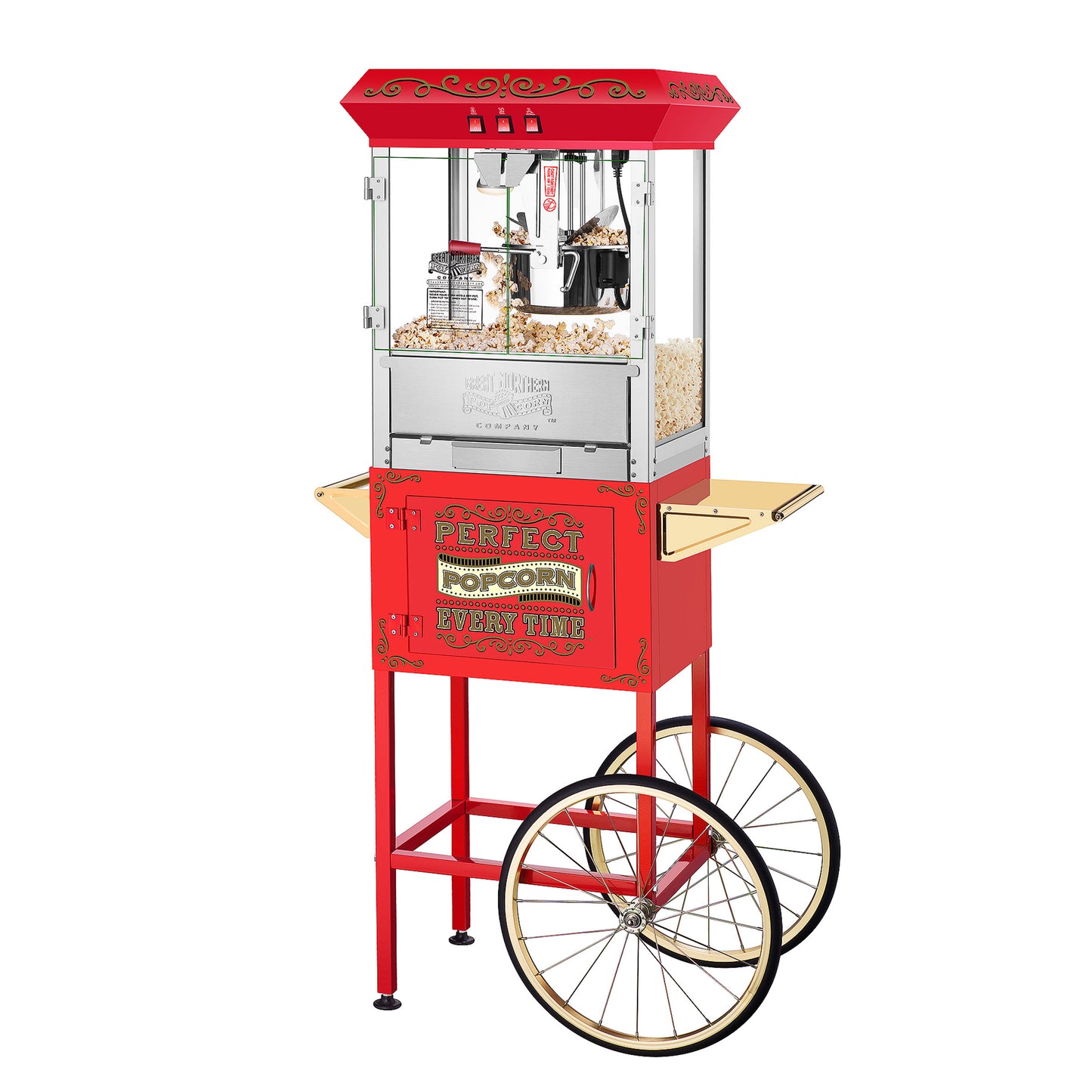 Great Northern Popcorn 10oz Machine with Cart, Red