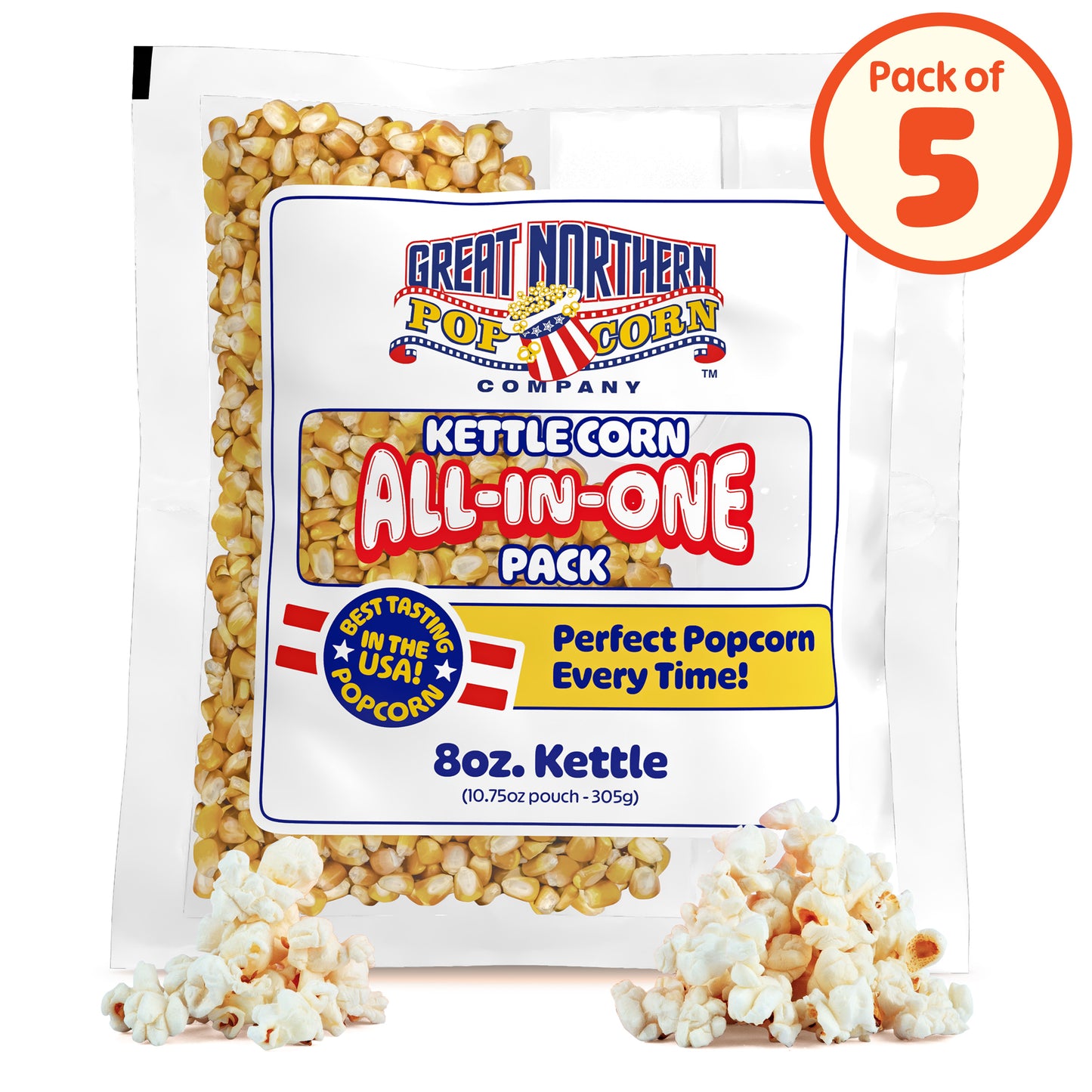 Great Northern 8oz Kettle Corn Popcorn Packs 5-PK