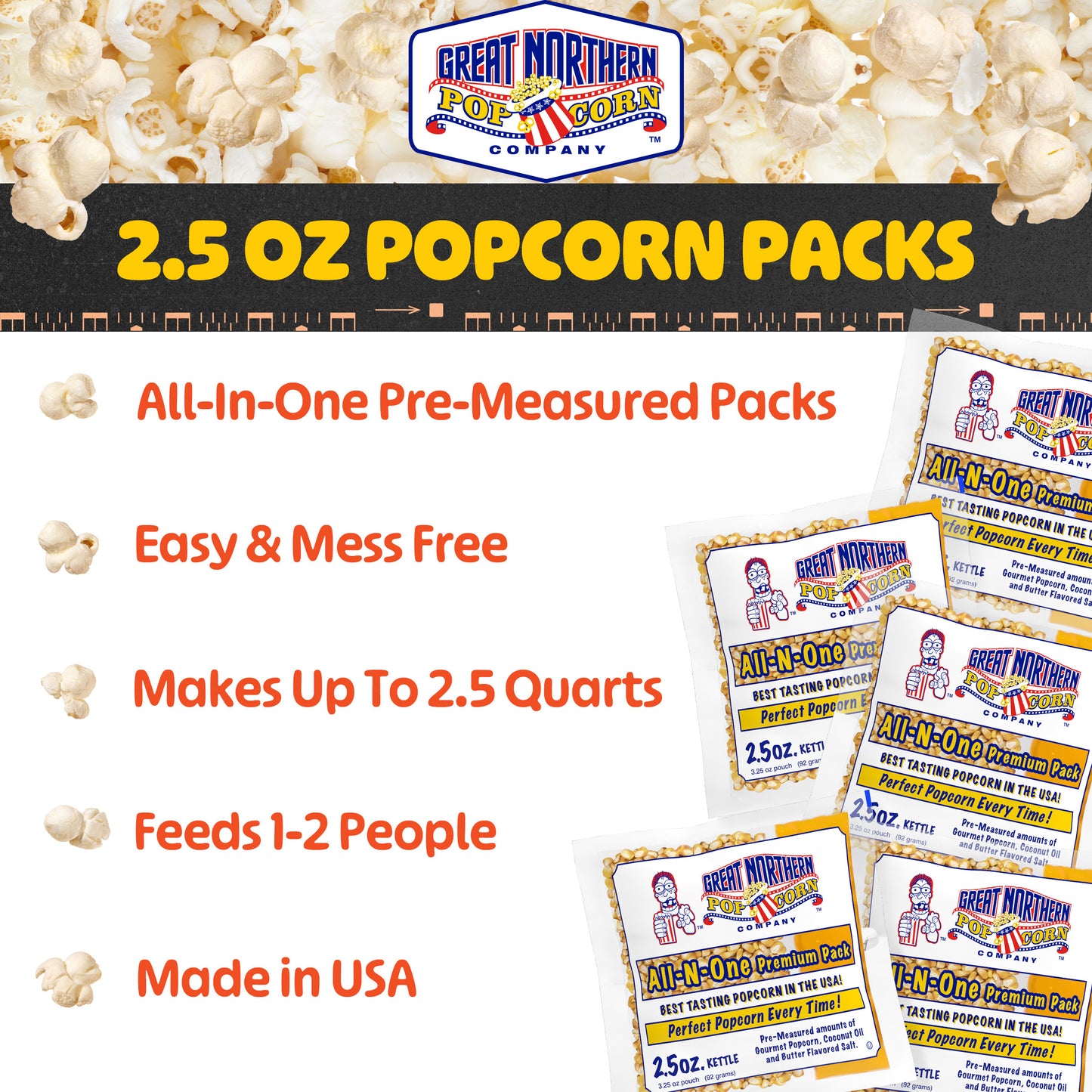 Great Northern Popcorn 2.5oz Packs, 24 Case