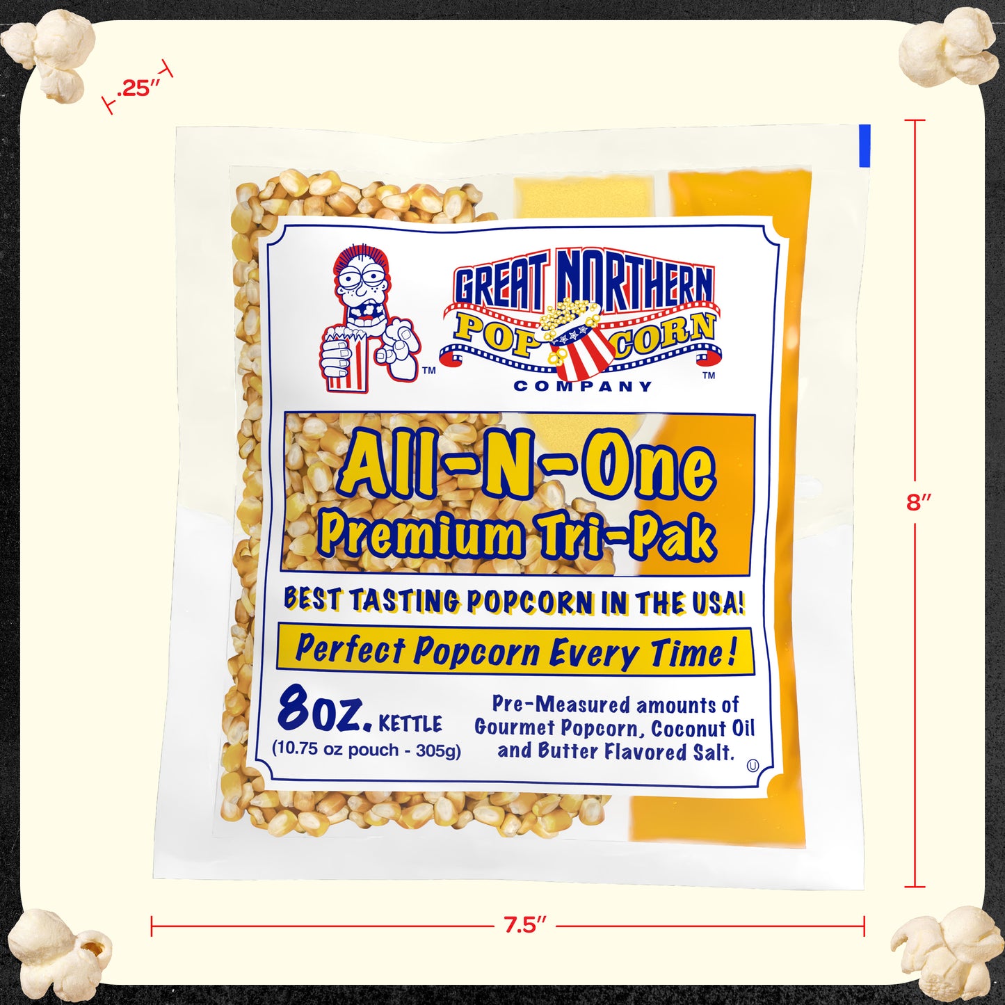 Great Northern Popcorn 8oz Packs, 24 Case