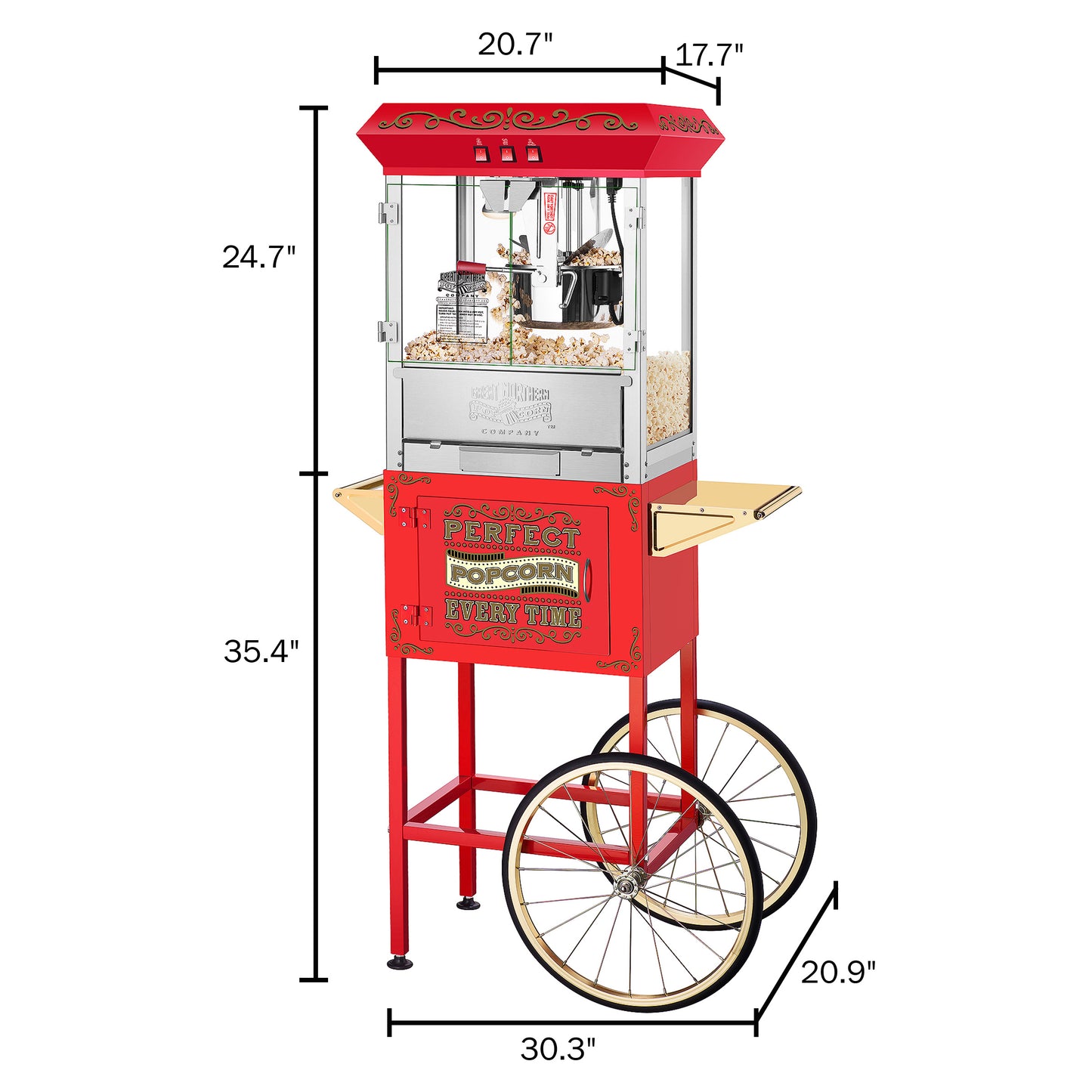 Great Northern Popcorn 10oz Machine with Cart, Red