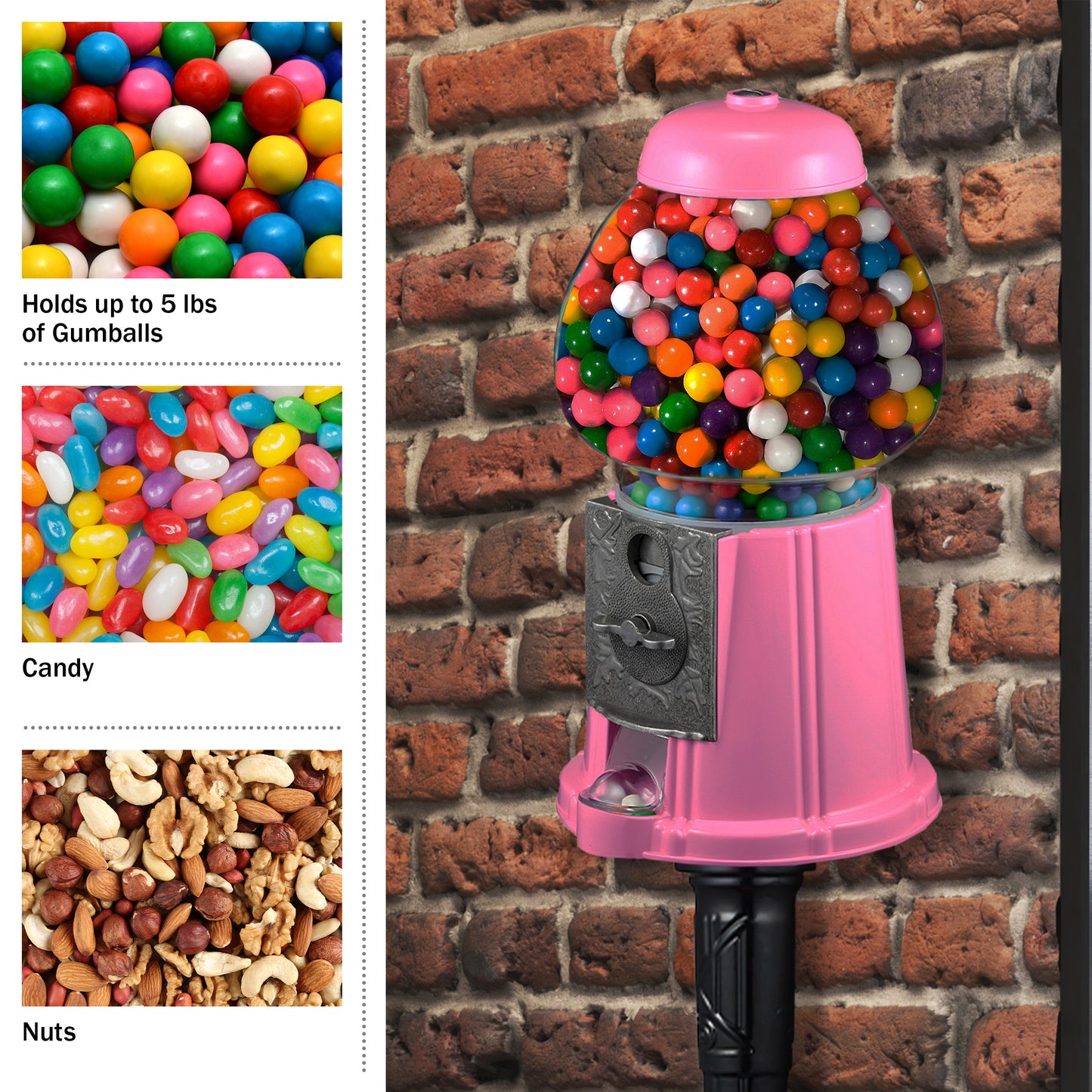 Great Northern Popcorn 15in Gumball Machine, Pink