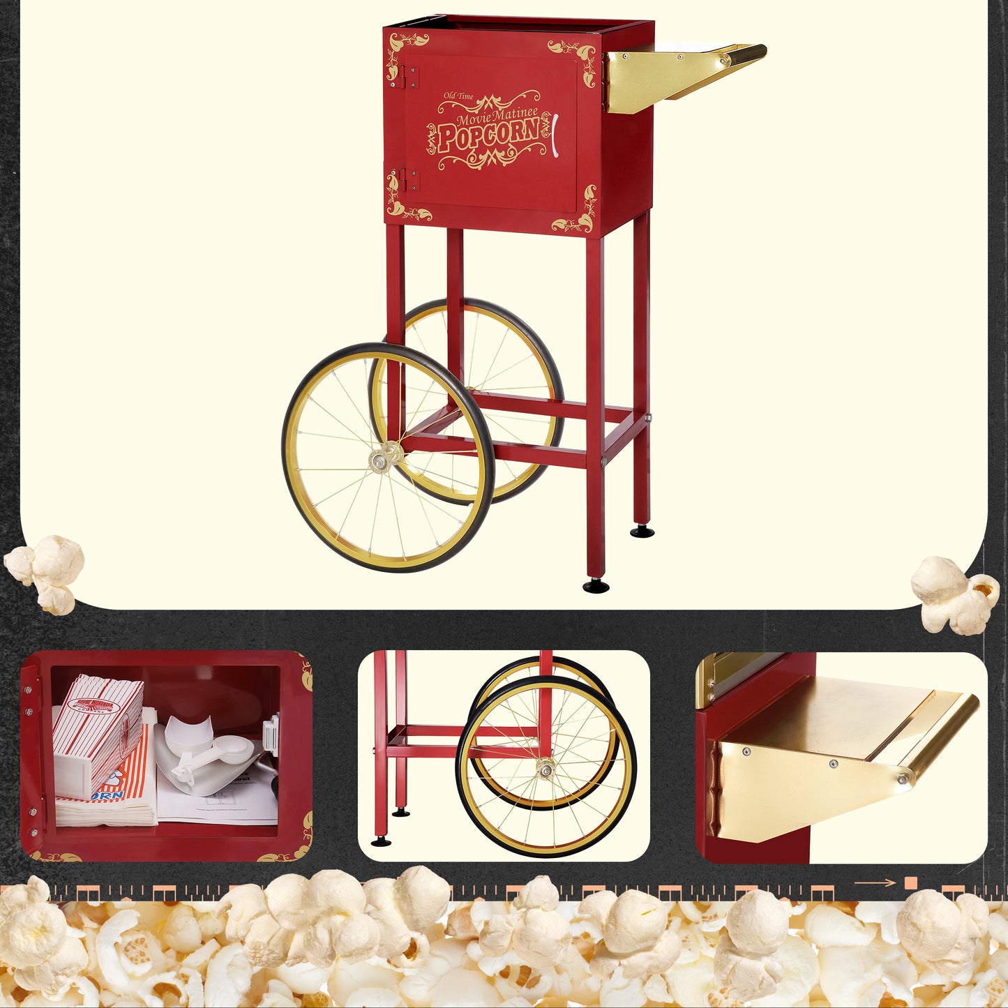 Great Northern Popcorn 8oz Popper with Cart, Red