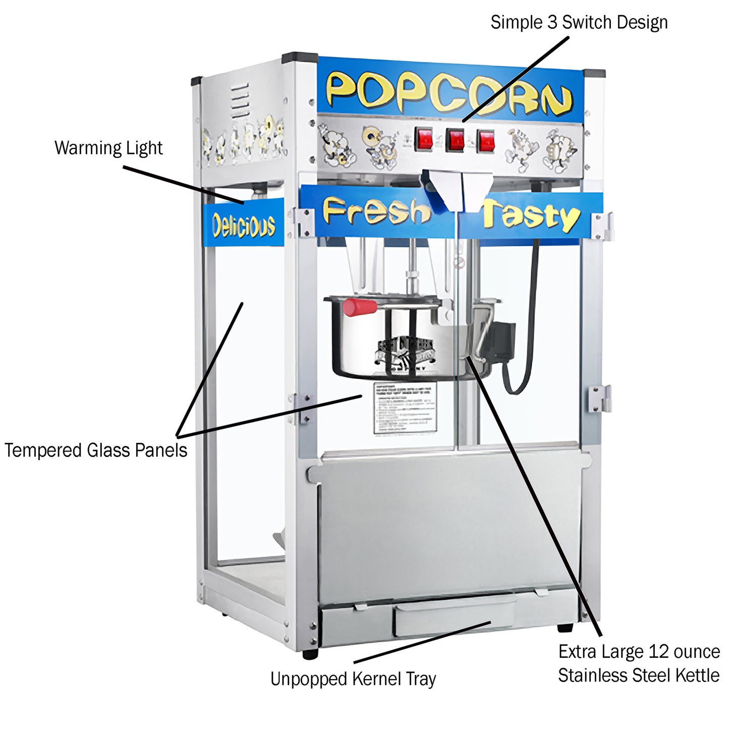 Great Northern Popcorn 12oz Popcorn Machine, Blue