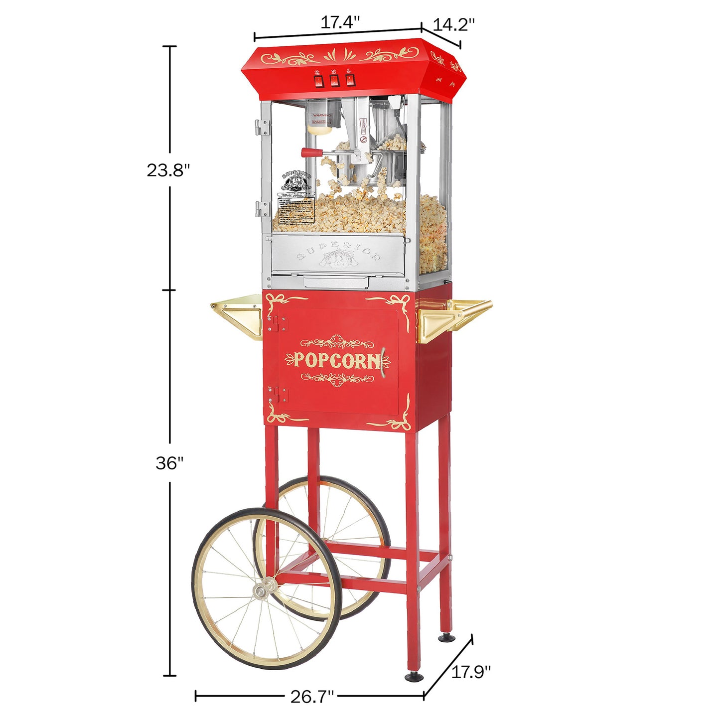 Great Northern Popcorn 8oz Popper with Cart, Red