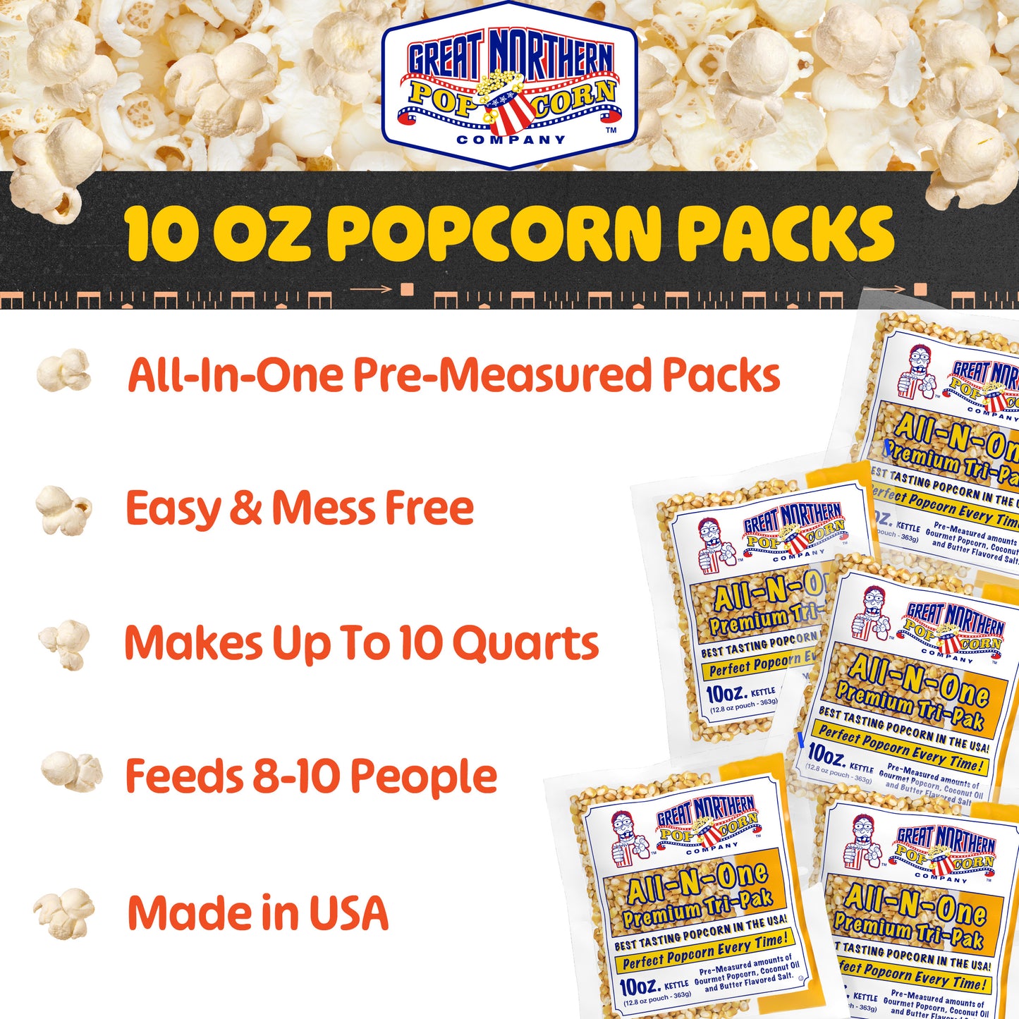 Great Northern Popcorn 10oz Packs, 24 Case