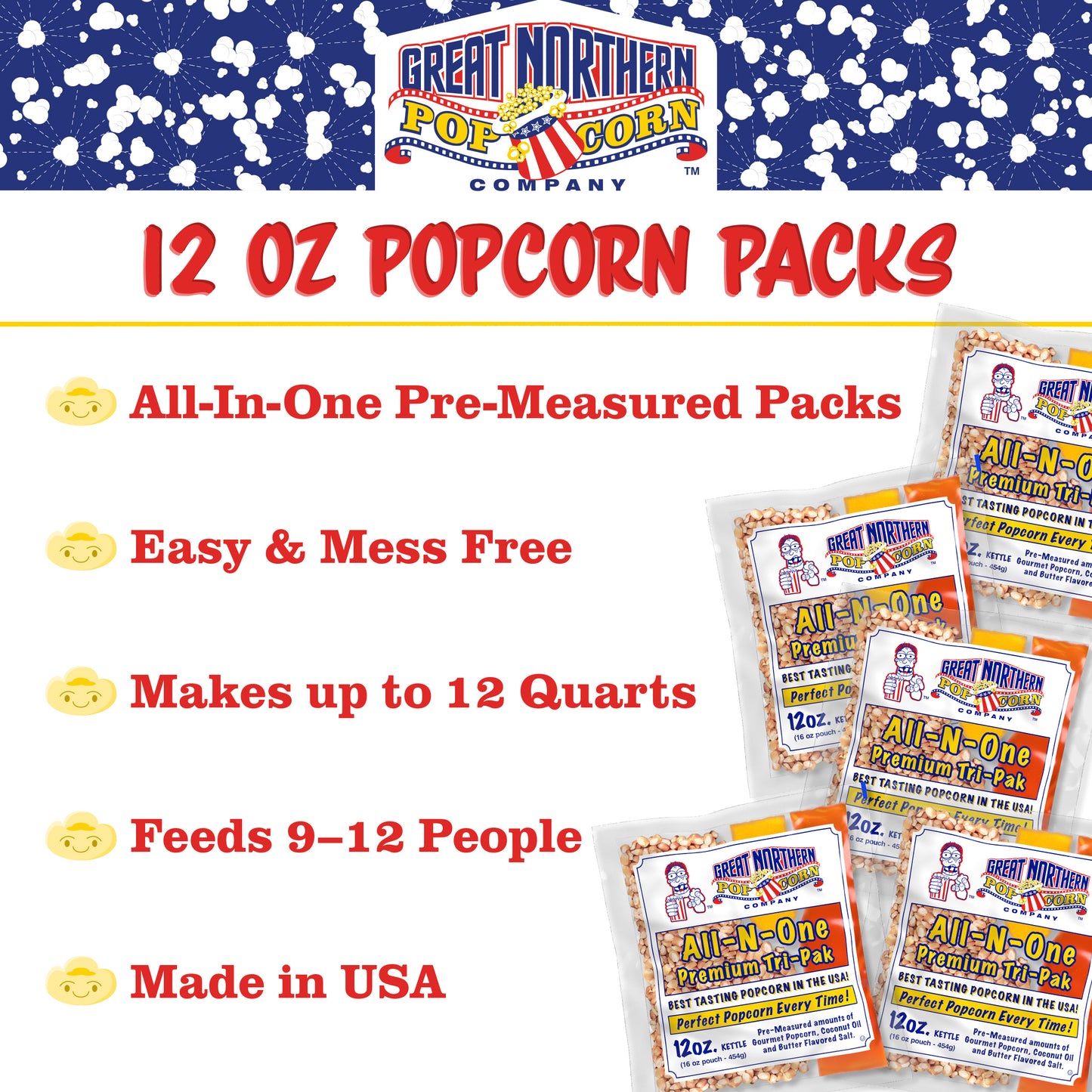 Great Northern Popcorn 12oz Packs, 24 Case