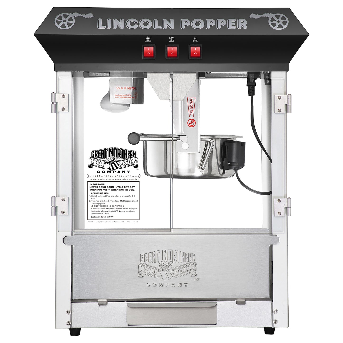 Great Northern Popcorn 8oz Lincoln Popper, Black