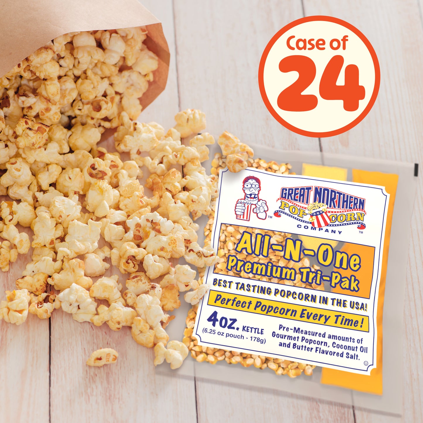 Great Northern Popcorn 4oz Packs, 24 Case