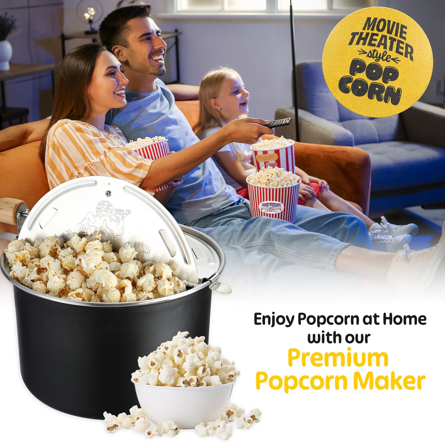 Great Northern Popcorn 6.5QT Stove Popper, Black