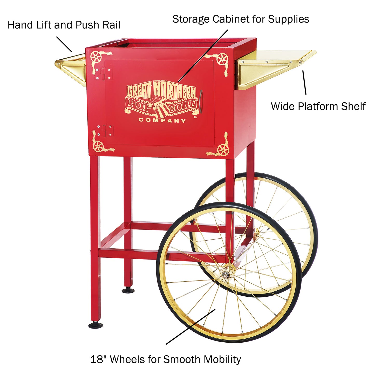 Great Northern Popcorn 8oz Rolling Cart, Red