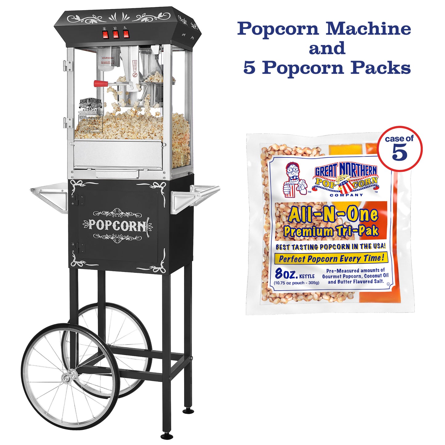 Great Northern Popcorn Machine, Cart and Popcorn