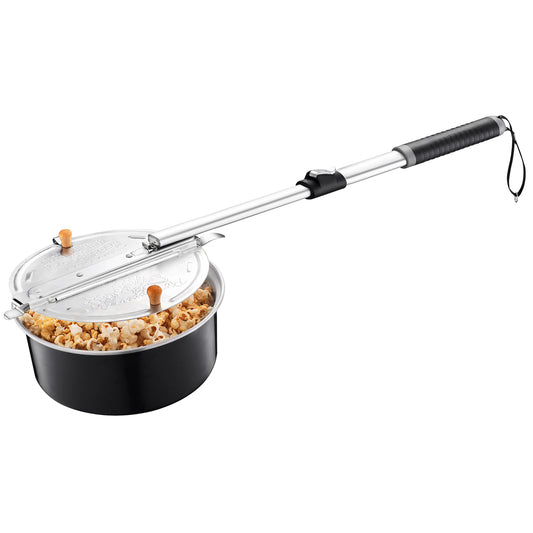 Great Northern Popcorn Campfire Popper with Telescoping Handle, Black