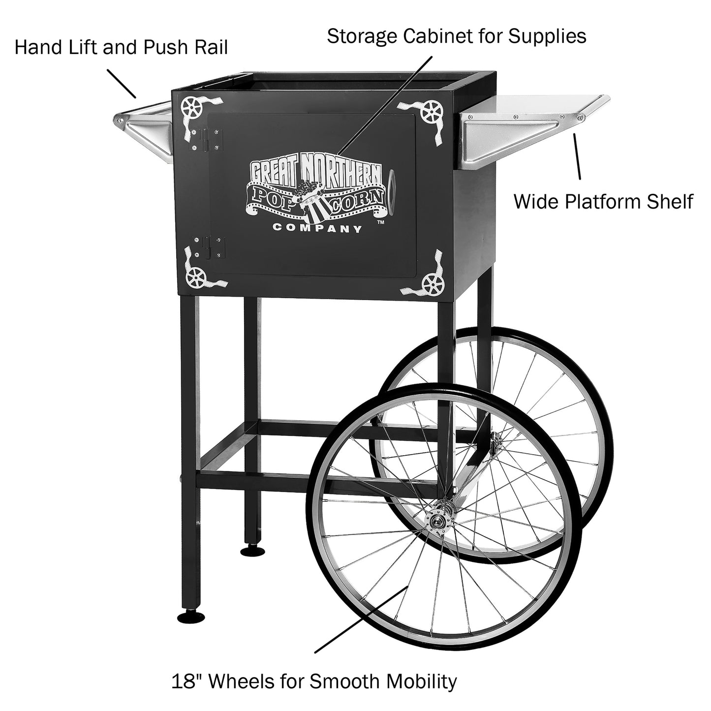 Great Northern Popcorn 8oz Rolling Cart, Black