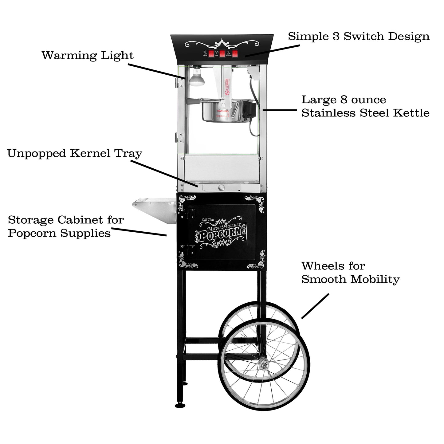 Great Northern Popcorn Machine, Cart and Popcorn