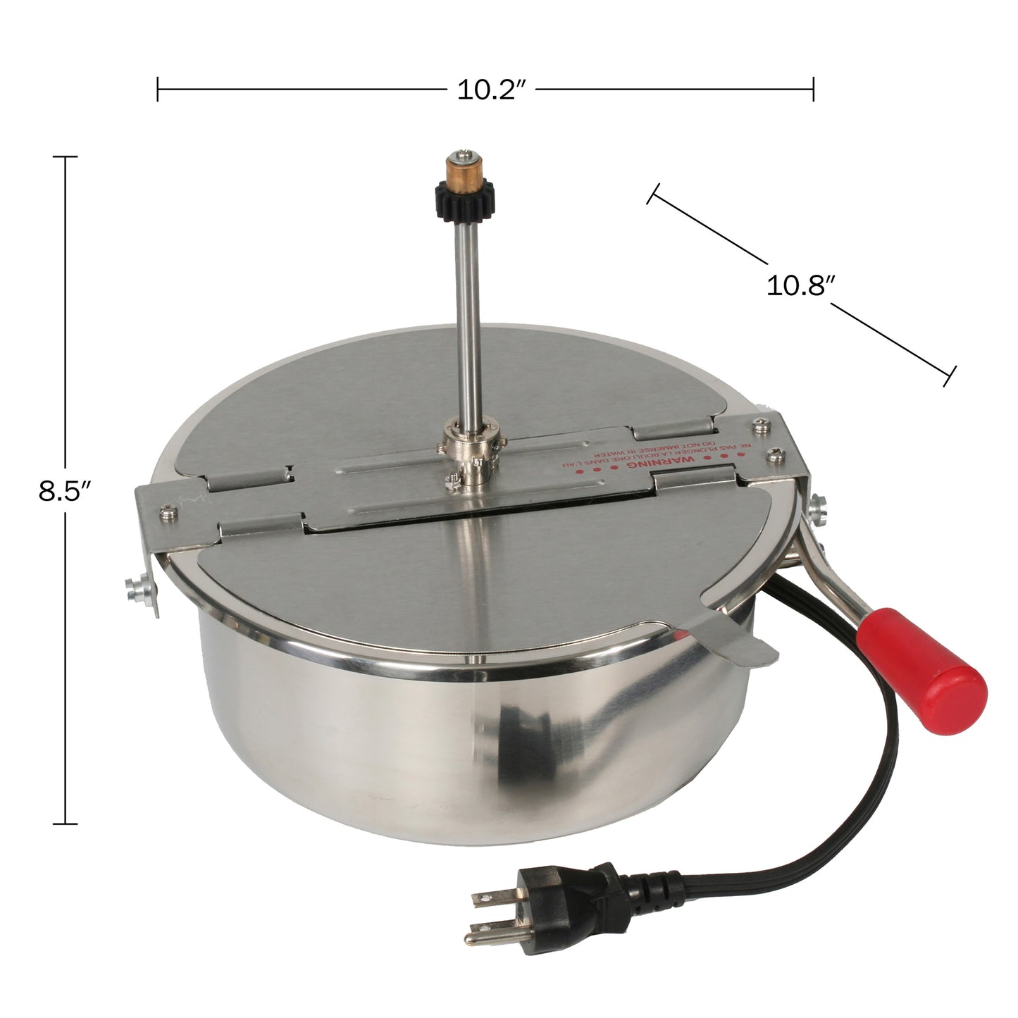 8-Ounce Replacement Kettle for Popcorn Machine - 750W Kettle Popper with Lid, Stirrer, Gear Shaft, and 3-Prong Plug by Great Northern Popcorn