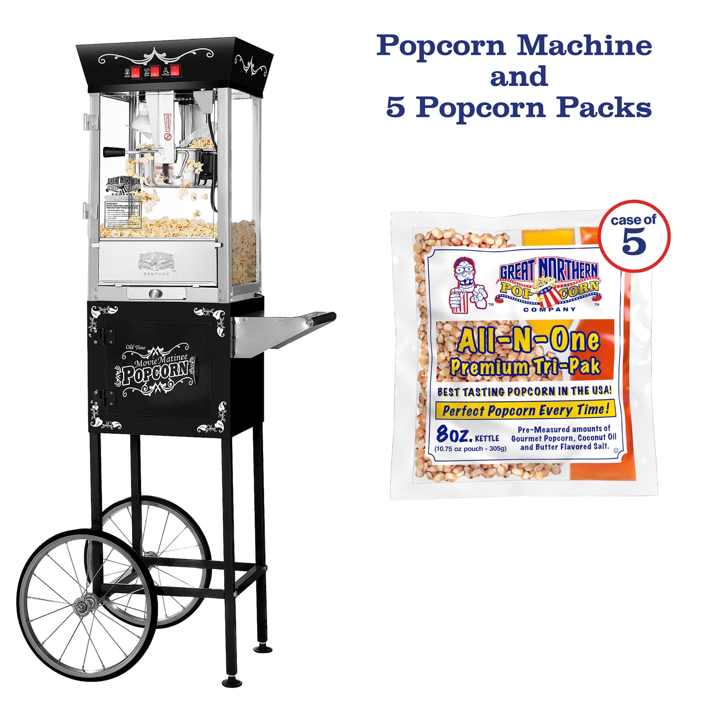 Great Northern Popcorn Machine, Cart and Popcorn