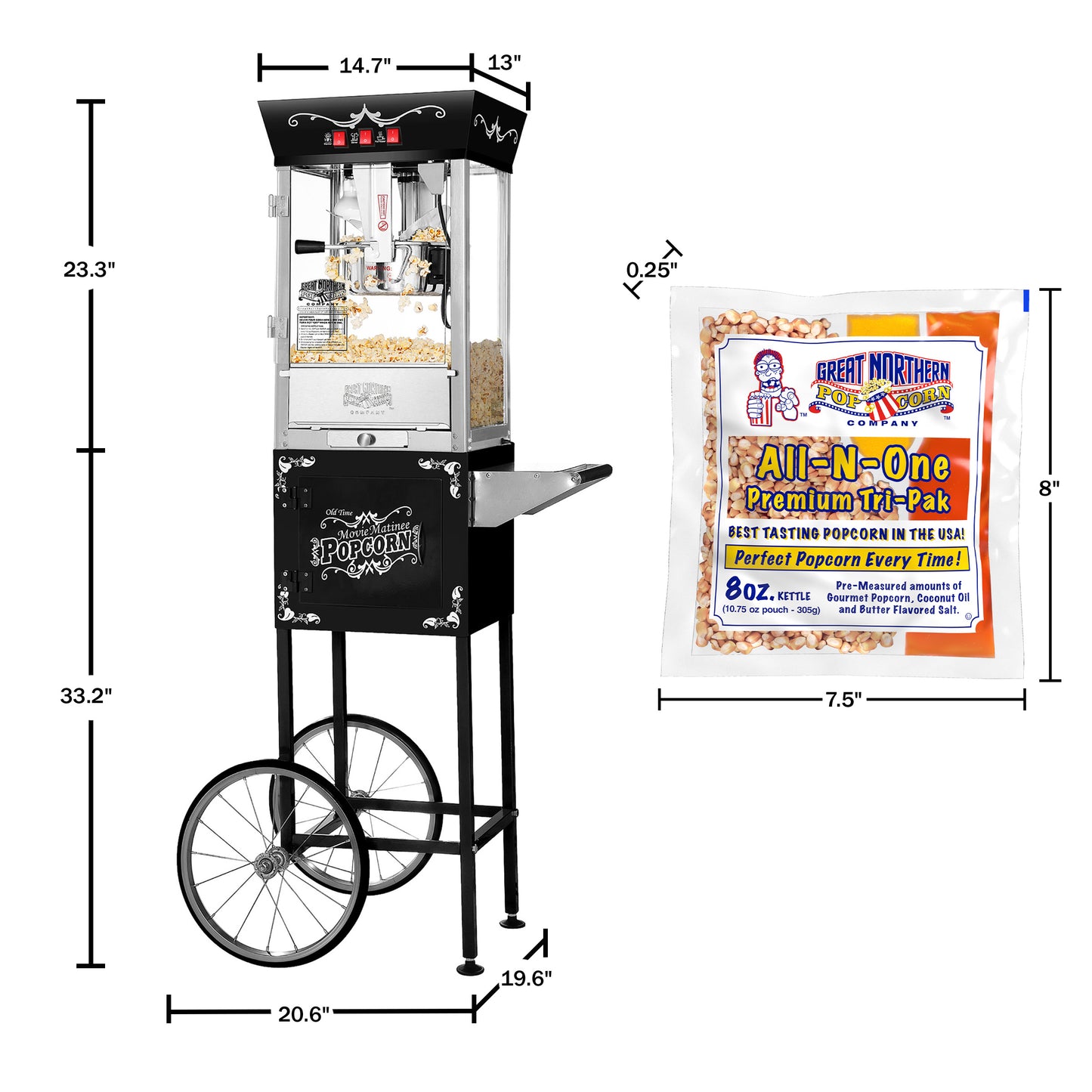 Great Northern Popcorn Machine, Cart and Popcorn