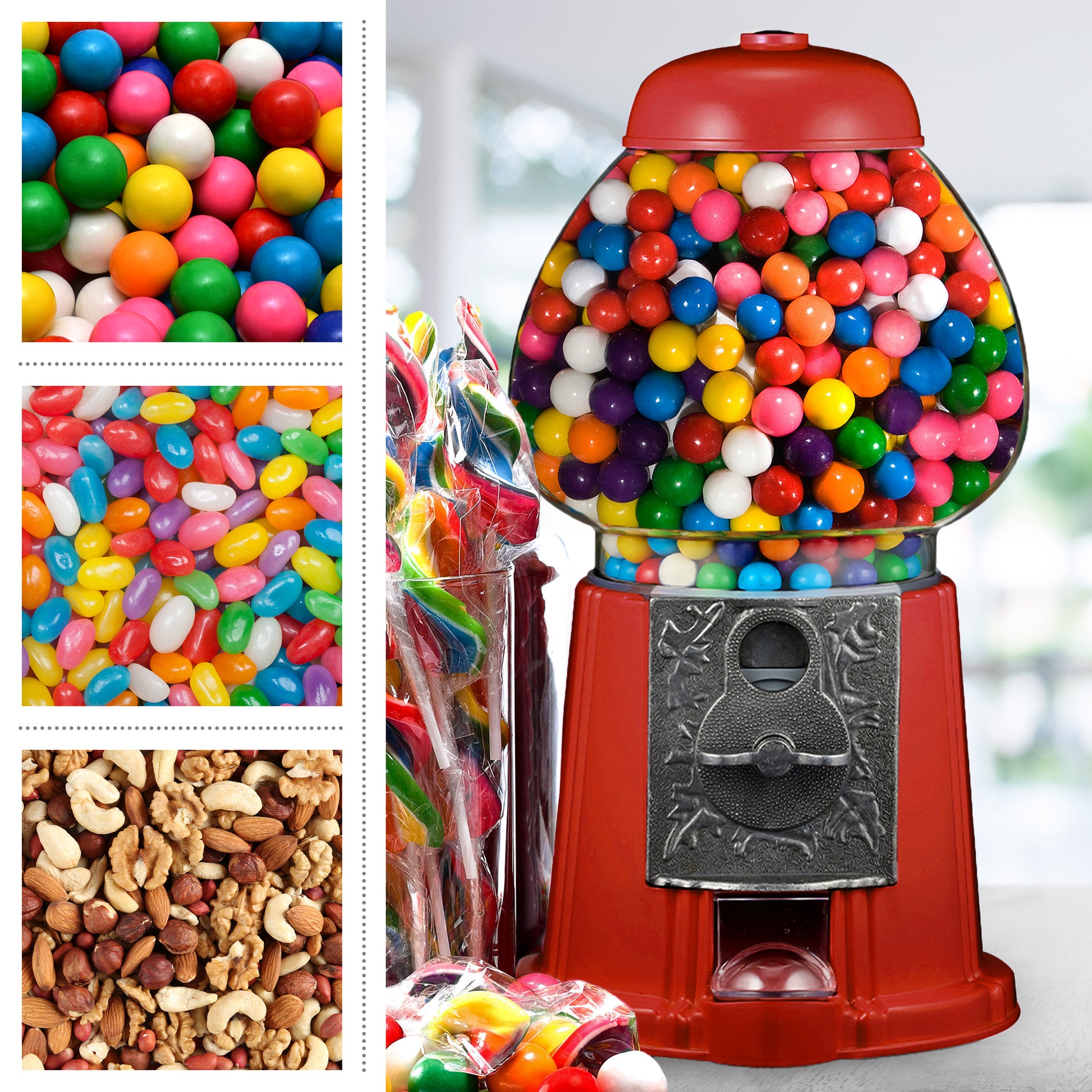 Great Northern 15 Old Fashioned Vintage Candy Gumball Machine Bank, Red