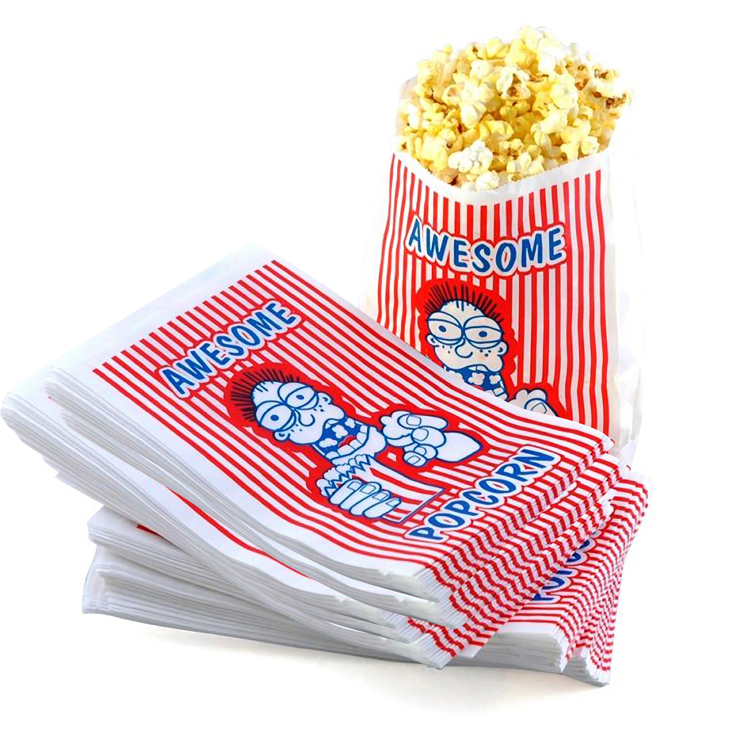 1 Oz Paper Popcorn Bags Bulk (500 Pack) Small Red & White Pop-Corn Bag  Disposabl | eBay