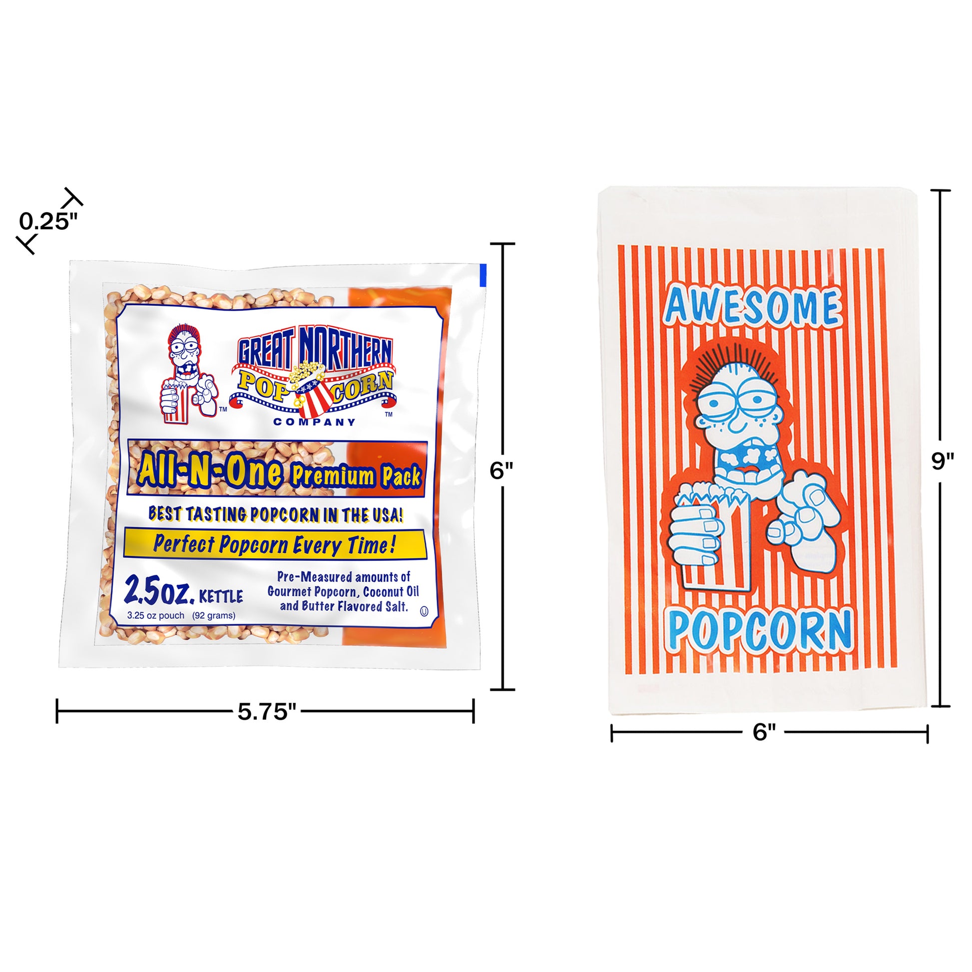 GREAT NORTHERN POPCORN COMPANY - Popcorn Packs, Pre-Measured, Movie Theater  Style, All-in-One Kernel, Salt, Oil Packets for Popcorn Machines, 8 Ounce