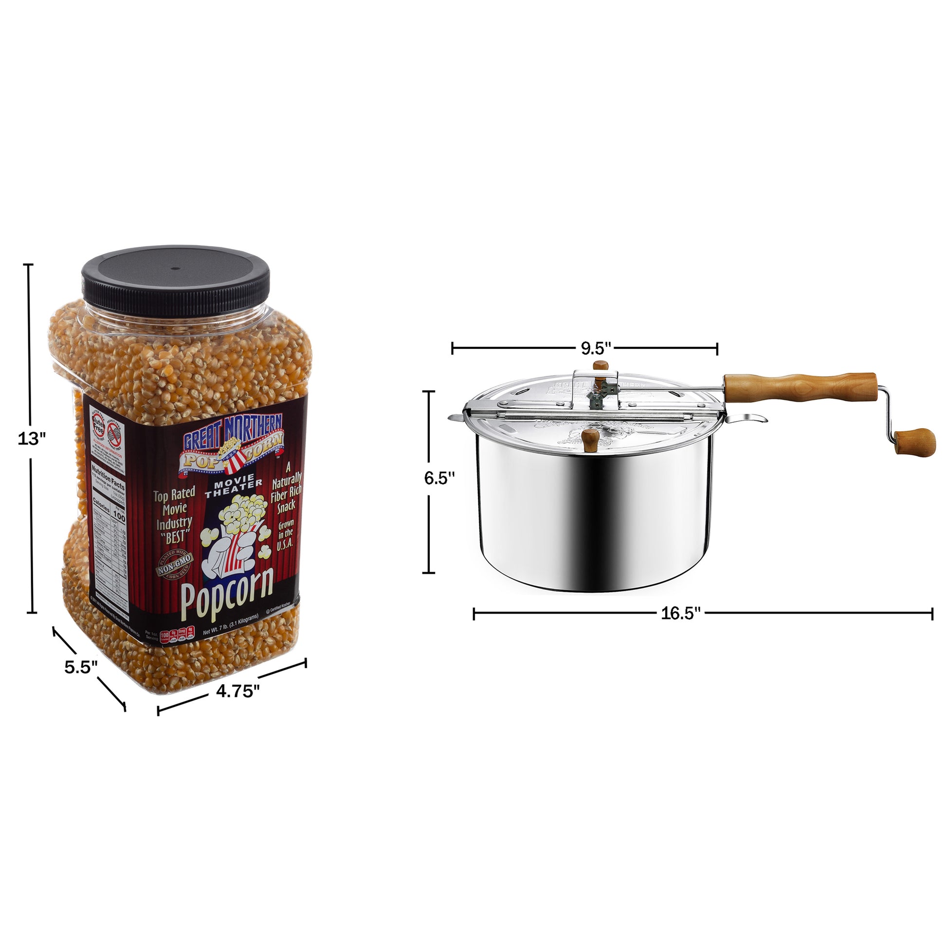 / Popcorn Kettle Whirley Pop Stainless Steel + corn