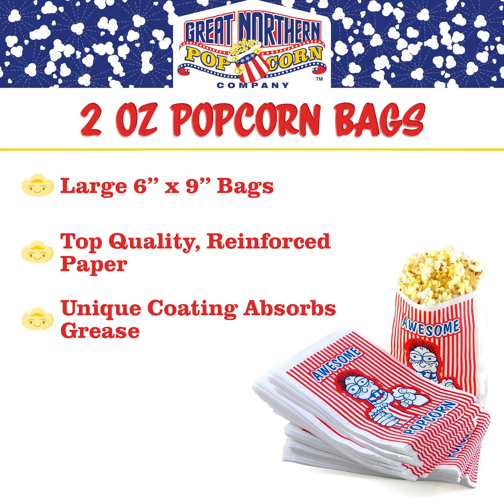 12oz Popcorn Packs and 100 Popcorn Bags – 24 Pre-Measured, All-in-One  Kernels, Salt, Oil Packets for Popcorn Machines by Great Northern Popcorn 