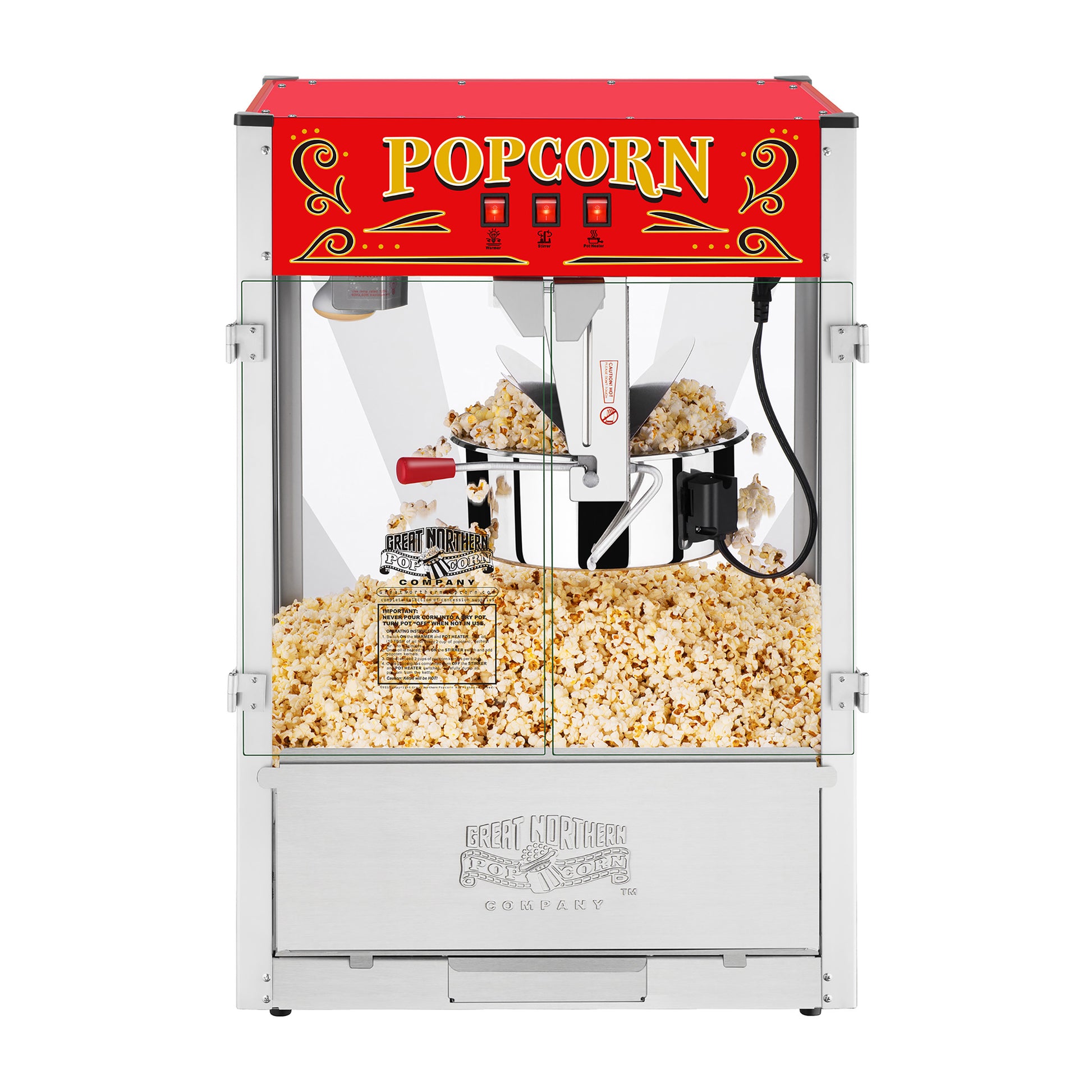Great Northern Popcorn 0.5 Cups Oil Popcorn Machine, Red, Tabletop