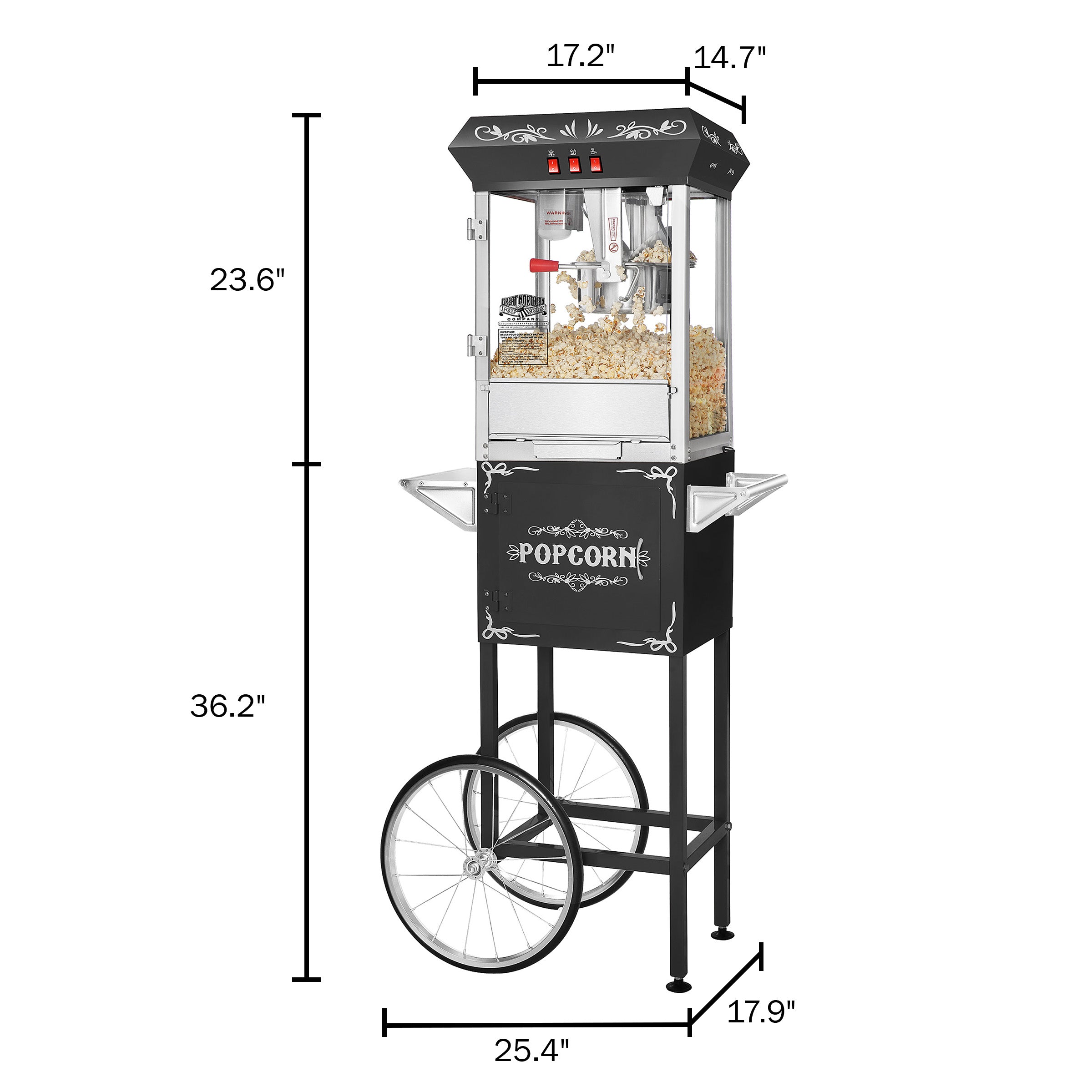 Black shop popcorn cart