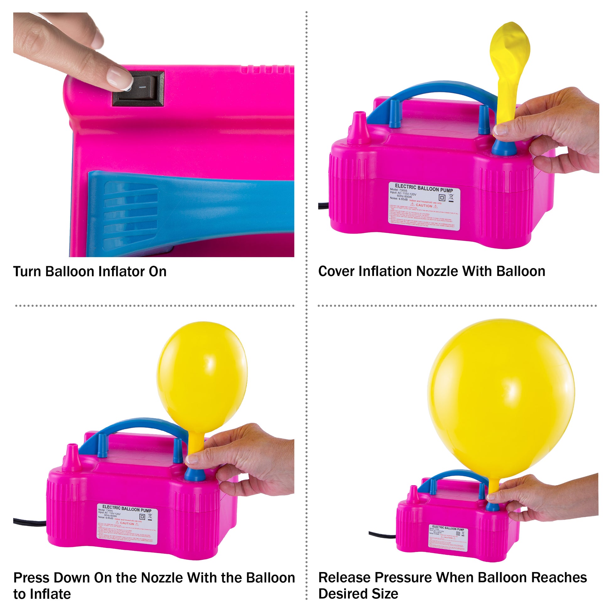 Electric Balloon Pump - Inflates Balloons in 3 Seconds - Lightweight and Portable Balloon Inflator by Great Northern Popcorn (Pink)