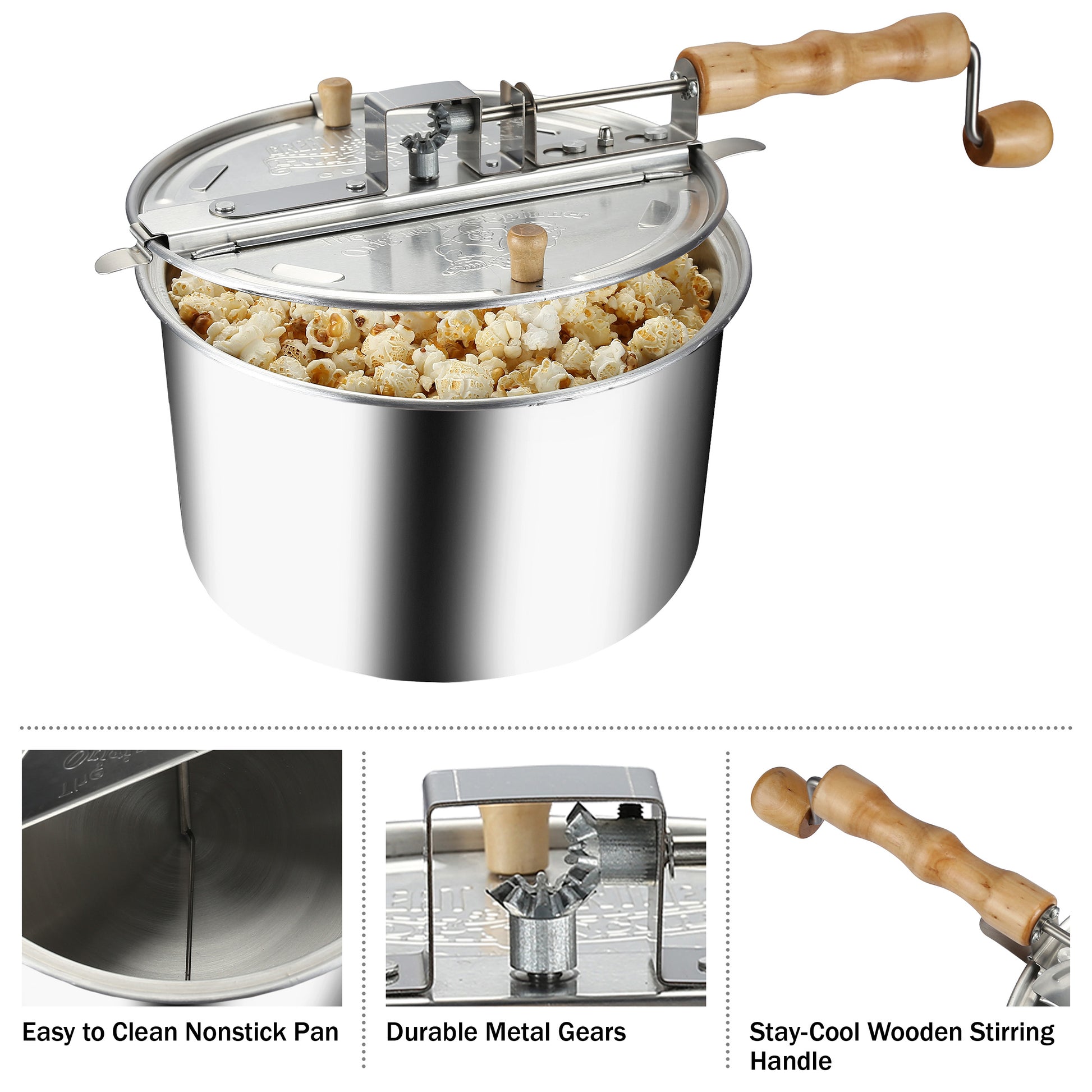 Great Northern Popcorn Original Stainless Stovetop 6-1/2 Quart Popcorn  Popper 