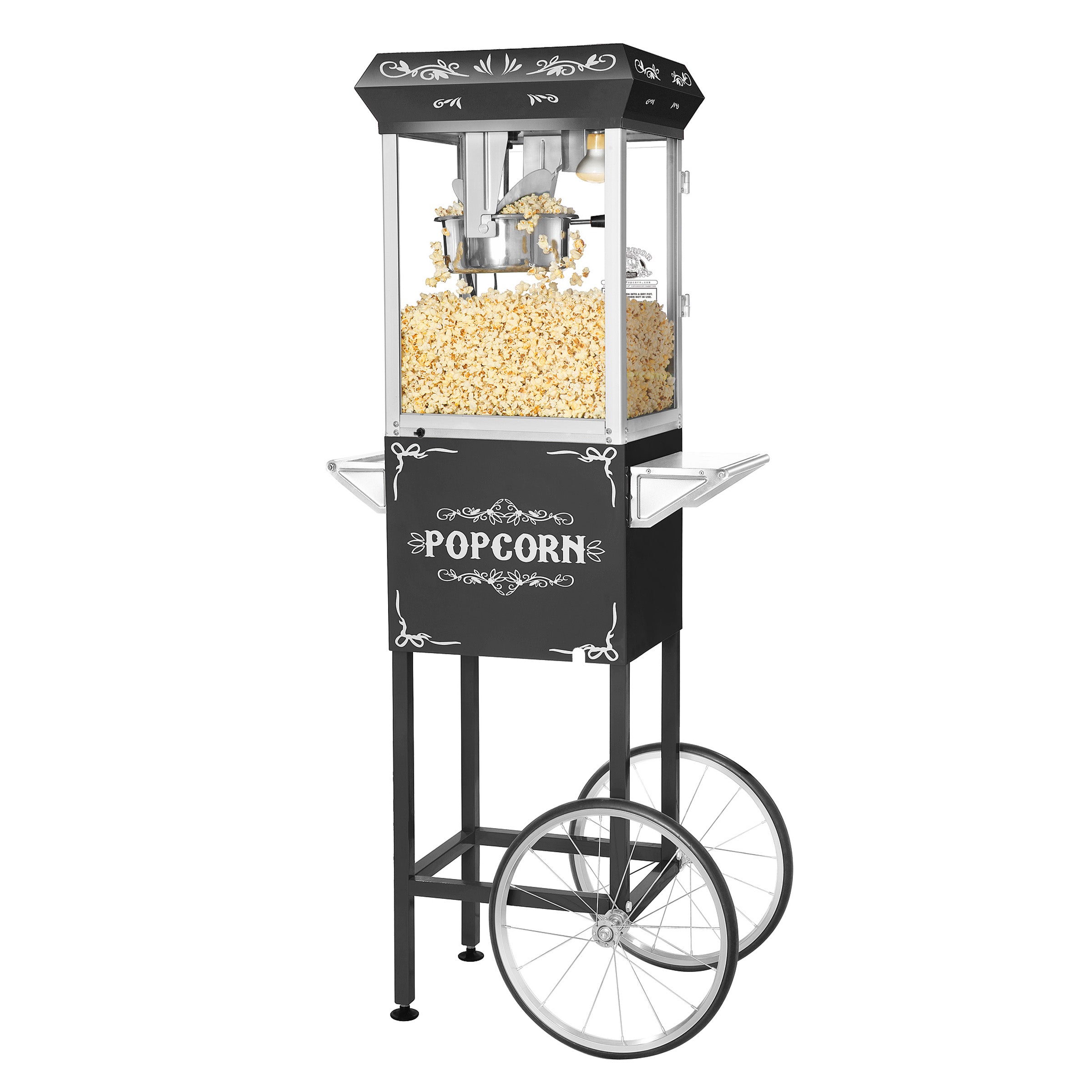 Top Star Popcorn Machine with Cart - Commercial Quality 12-Ounce Kettle  Popper with Warming Deck- Makes 4.5 Gallons by Great Northern Popcorn  (Black)